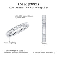 Baguette Cut Moissanite Eternity Ring in Shared Prong Setting