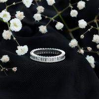 Baguette Cut Moissanite Eternity Ring in Shared Prong Setting