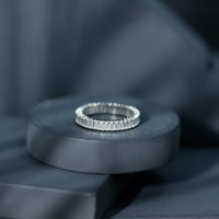 Baguette Cut Moissanite Eternity Ring in Shared Prong Setting