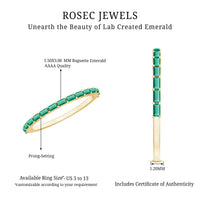 Baguette Cut Lab Grown Emerald Stackable Ring