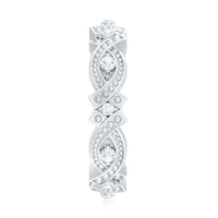 Vintage-inspired moissanite beaded wedding band by Rosec Jewels, featuring a delicate beaded design and sparkling stones.