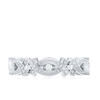 Vintage-inspired moissanite beaded wedding band ring by Rosec Jewels featuring intricate beaded detailing and sparkling moissanite stones.