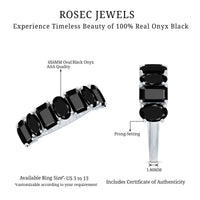 Oval and Emerald Cut Black Onyx Half Eternity Wedding Band