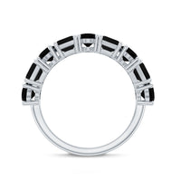 Oval and Emerald Cut Black Onyx Half Eternity Wedding Band