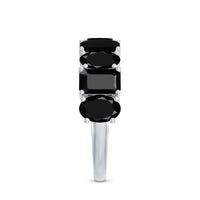 Oval and Emerald Cut Black Onyx Half Eternity Wedding Band
