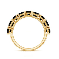 Oval and Emerald Cut Black Onyx Half Eternity Wedding Band