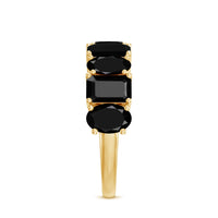 Oval and Emerald Cut Black Onyx Half Eternity Wedding Band