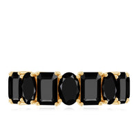 Oval and Emerald Cut Black Onyx Half Eternity Wedding Band
