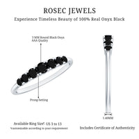 Round Cut Graduated Black Onyx Half Eternity Ring