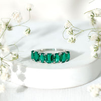 Certified Lab Grown Emerald Wedding Anniversary Band