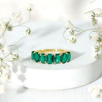 Certified Lab Grown Emerald Wedding Anniversary Band