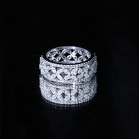 Certified Moissanite Flower Wedding Band for Women