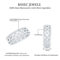 Certified Moissanite Flower Wedding Band for Women