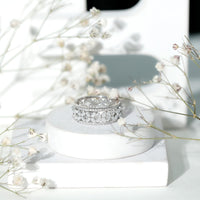 Certified Moissanite Flower Wedding Band for Women