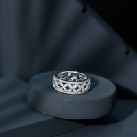Certified Moissanite Flower Wedding Band for Women