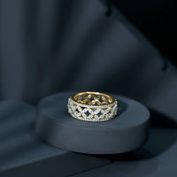 Certified Moissanite Flower Wedding Band for Women