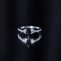 Genuine Black Onyx and Diamond Celtic Design Engagement Ring