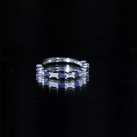 Lab Grown Blue Sapphire Baguette Eternity Ring with Moissanite