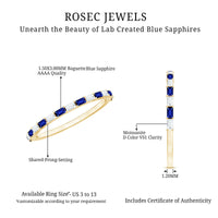 Lab Grown Blue Sapphire Baguette Eternity Ring with Moissanite