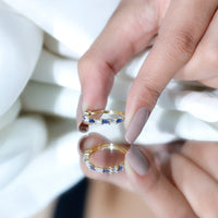 Lab Grown Blue Sapphire Baguette Eternity Ring with Moissanite