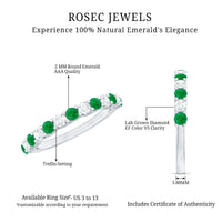 Trellis Set Round Emerald and Diamond Half Eternity Ring