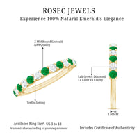 Trellis Set Round Emerald and Diamond Half Eternity Ring