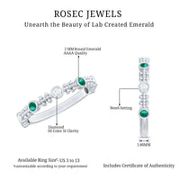 Lab Grown Emerald Diamond Half Eternity Ring with Beaded Detailing