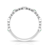 Lab Grown Emerald Diamond Half Eternity Ring with Beaded Detailing
