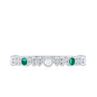 Lab Grown Emerald Diamond Half Eternity Ring with Beaded Detailing