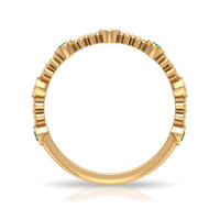 Lab Grown Emerald Diamond Half Eternity Ring with Beaded Detailing