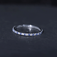 Certified Lab Grown Blue Sapphire Eternity Ring with Diamond