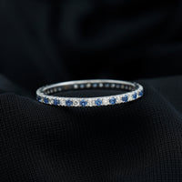Certified Lab Grown Blue Sapphire Eternity Ring with Diamond