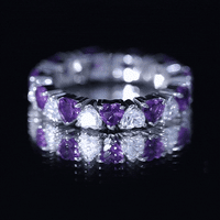 Certified Natural Amethyst Heart Eternity Ring with Moissanite