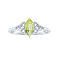 Natural 0.7 Carat Peridot Diamond Marquise Engagement Ring with Celtic Knot