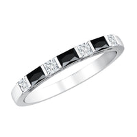 Bar Set Black Onyx and Diamond Half Eternity Wedding Band