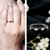 Bar Set Black Onyx and Diamond Half Eternity Wedding Band
