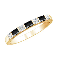 Bar Set Black Onyx and Diamond Half Eternity Wedding Band