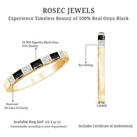 Bar Set Black Onyx and Diamond Half Eternity Wedding Band