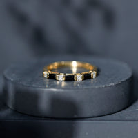 Bar Set Black Onyx and Diamond Half Eternity Wedding Band