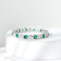 Alternating Set Lab Emerald and Moissanite Full Eternity Ring
