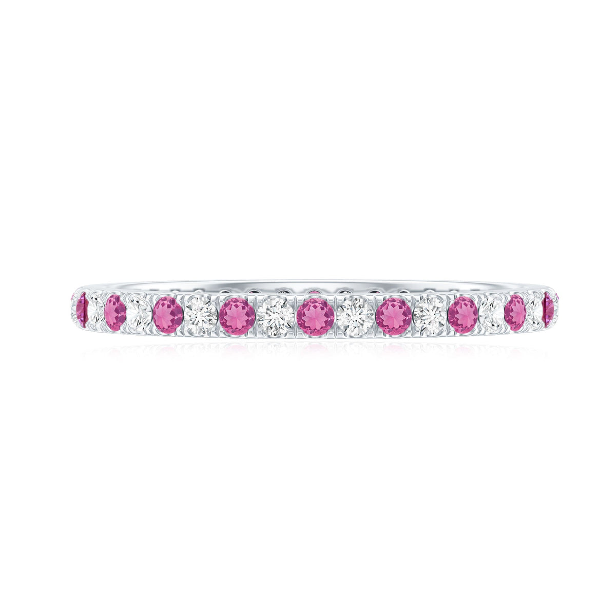Pink Tourmaline and Diamond Stackable Ring