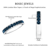 Natural London Blue Topaz Channel Set Eternity Band