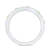 Channel set peridot and diamond half eternity ring for women by Rosec Jewels, showcasing sparkling gemstones in a sleek band.
