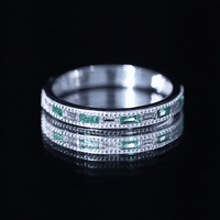 Baguette Cut Lab Grown Emerald and Diamond Band Ring