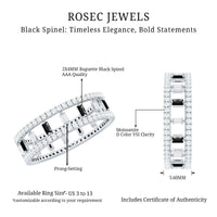 Baguette Cut Black Spinel and Moissanite Wedding Band for Women