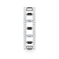 Baguette Cut Black Spinel and Moissanite Wedding Band for Women