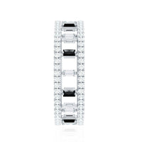 Baguette Cut Black Spinel and Moissanite Wedding Band for Women