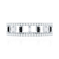 Baguette Cut Black Spinel and Moissanite Wedding Band for Women