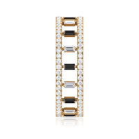 Baguette Cut Black Spinel and Moissanite Wedding Band for Women