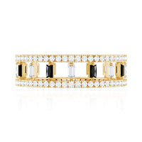 Baguette Cut Black Spinel and Moissanite Wedding Band for Women
